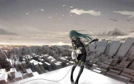 Hatsune Miku - miku with a guitar, hatsune miku, vocaloid, vocaloid girls, anime, miku