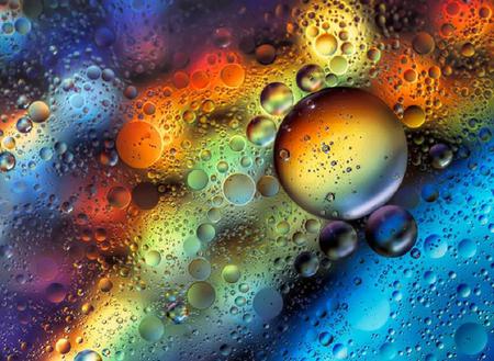 Water Colours - colours, pretty, circles, water, rainbow, droplets