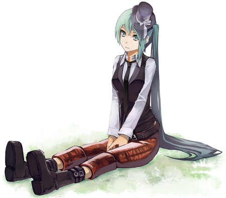 vocaloid - lolipop, blue eyes, long hair, miku, green hair