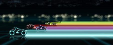 Tron Light Cycles (Dual Monitor) - tron, black, cycles, dual, light, monitor