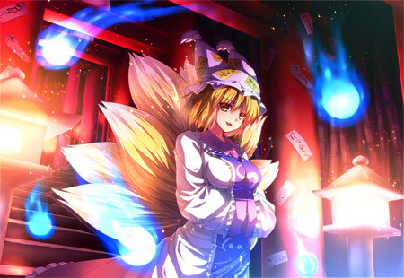 Yakumo Ran - pretty, anime girl, beautiful, hot, beauty, tagme, tail, stunning, fox tail, touhou, yakumo ran, cute, sexy