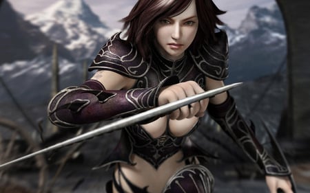 Warrior girl - blade, game, warrior, knife, combat, girl, fight