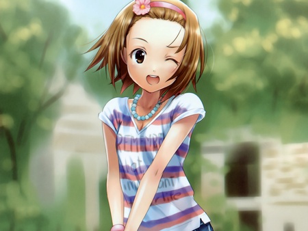 Tainaka Ritsu - anime, tainaka, girl, wink, cool, kawai, k-on, ritsu, cute, sexy