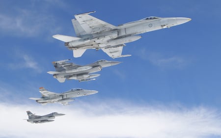 FIGHTERS - aircraft, speed, blue sky, force