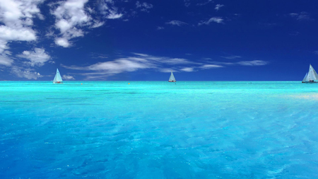 Sailing in the Bahamas - water, blue, vacation, beautiful, boat, sea, ocean, marine, sail, aqua, nature, tropical, bahamas, caribbean