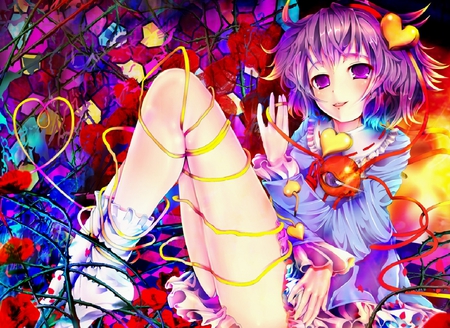 Colorful World - beautiful female, pretty, anime, colorful world, anime purple hair, cute girl, anime sexy girl