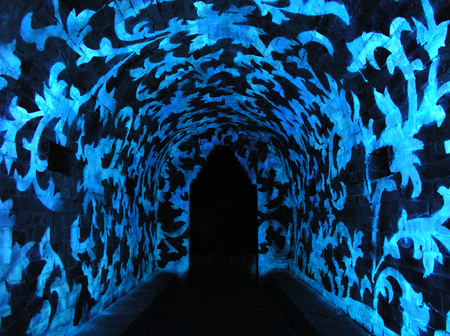 TUNNEL OF TEAL - teal, black, tunnel, blue