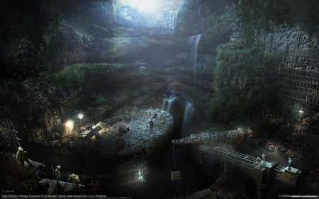 Pakal Sinkhole: Palenque Excavation - excavation, people, jim maxwell, pakal, place, palenque, fantasy, cg, hd, art, pakal sinkhole, digital art, 3d, sinkhole, palenque excavation