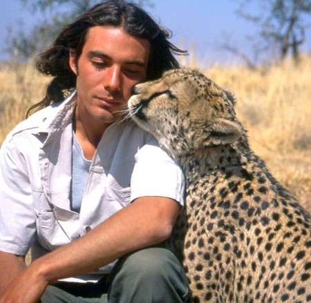 Friends - male, cheetah, animal, people, desert, model, cat