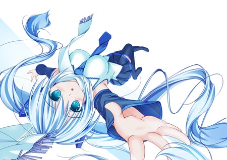 Hatsune Miku - tie, pretty, artistic, uniform, nice, program, thighhighs, beauty, virtual, cg, white, cute, aqua eyes, voclaoids, song, outfit, vocaloid, anime, twintail, hatsune miku, music, aqua, art, idol, anime girl, skirt, beautiful, singer, girl, cool, black, miku, awesome, diva, digital, aqua hair, hatsune