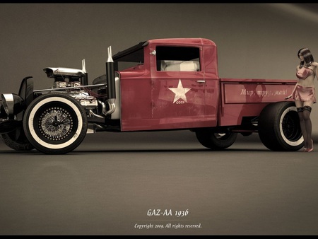 Hot rod - gaz, red, wallpaper, hot rod, 3d