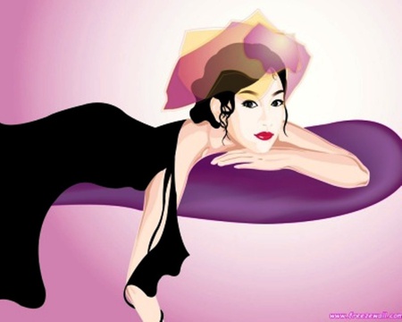 Beautiful Woman - illustration, relaxing, woman, model, art