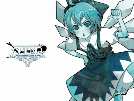 Touhou - blue hair, touhou, ribbons, gir, anime, wings, short hair, cirno