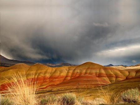 Layers of Earth - clouds, weeds, earth, colors, nature, land, layers, day, sky, canyon