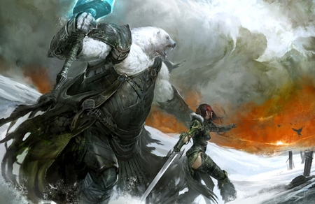 Guild Wars 2 - warrior, sword, cg, fantasy, guild wars, hd, legend, adventure, video game, guild wars 2