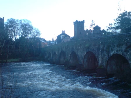 Medieval Town - river, macroom, medieval, bridge