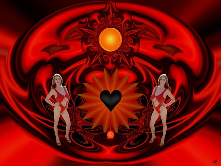 Dark Heart of Passion - eye candy, collage, 3d, fractal, abstract