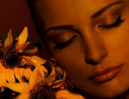 Beauty and flowers - face, models, flowers, female