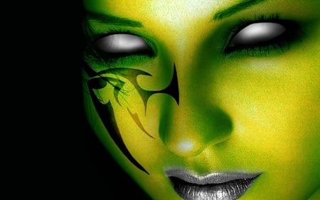 Green Mask - fantasy, art, mask, wallpaper