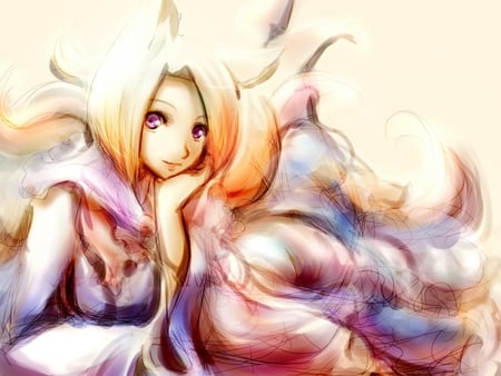 Beautiful Dream - fantasy anime, beautiful dream, anime, anime girl, beautiful lady, purple eyes, short hair