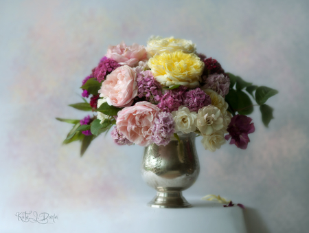 still life - nice, beauty, roses, photography, bouquet, rose, still life, peonies, pretty, cool, petals, peony, harmony, gentle, lovely, vase, beautiful, flowers, photo, elegantly, flower