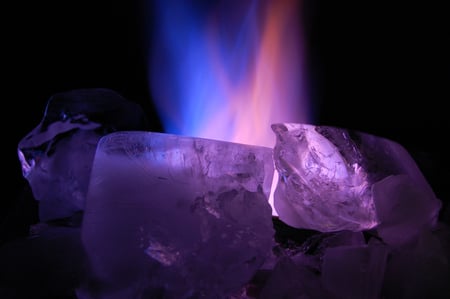 Ice and fire - blue, interesting, photo, reflection, purple, fire, texture, abstract, effect, image, photography, beauty, lovely, cool, black, ice, colorfull, picture, lights, alcohol, background