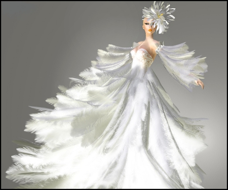 White Angel - white, design, abstract, woman, dress, angel