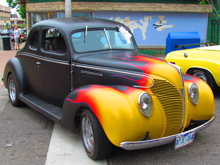 1938 Ford Coupe - ford, flames, antique, 1938, hot rod, classic, coupe