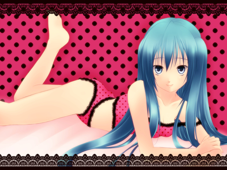 hatsune miku - underwear, vocaloid, blue hair, hatsune miku