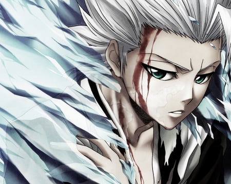 Captain Hitsugaya - ice, toshiro hitsugaya, bleach, captain, blood, wounded