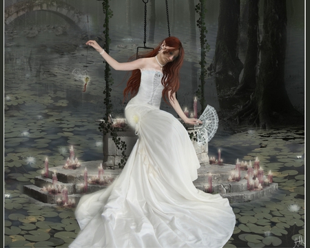 wishing well - wish, girl, gothic, well