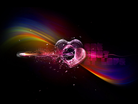 Broken-hearts - colors, broken, 3d, heart