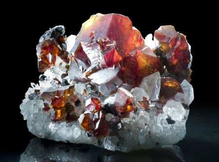 Sphalerite & Quartz - sphalerite, mineral, quartz, red