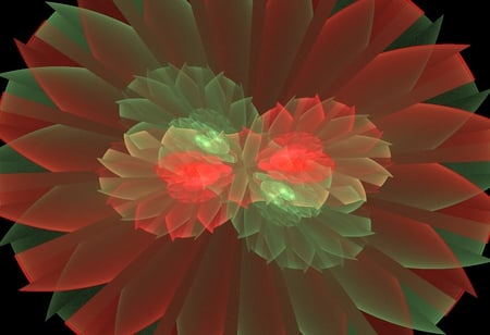 Fractal Flower - red, green, fractals, flower, fractal