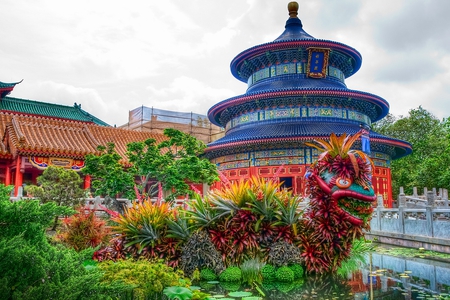 Chinese Garden - flowers, fullcolours, monument, summer, pagodas, garden, chinese