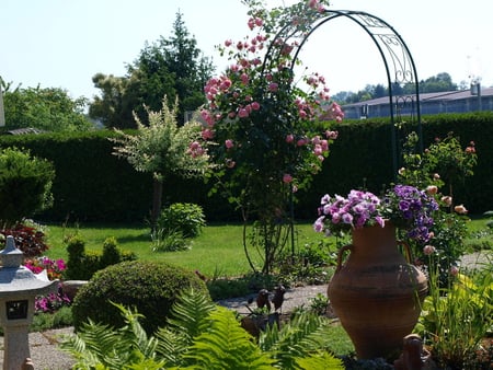 Roses Arch - arch, home, garden, pink roses