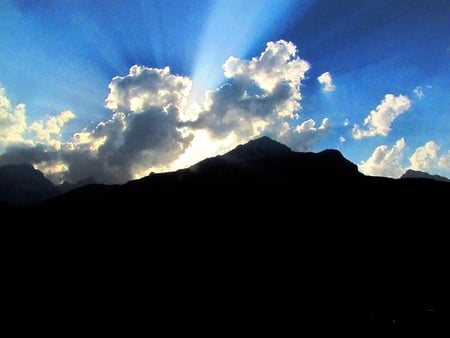 Mountains, Piz Galin - clouds, nature, light, mountain, sky