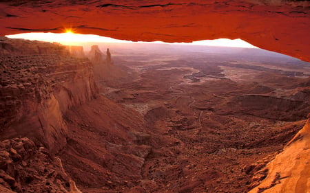 Red Valley - nature, valley, canyon, red, sunrise