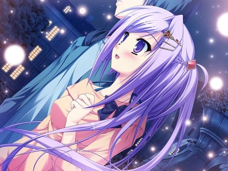 Tokitou Kasumi - glow, tokitou-kasumi, ribbon, guy, night, bow, couple