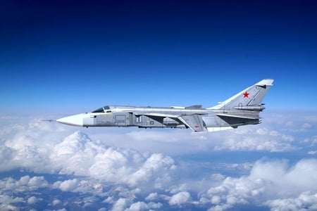 Sukhoi SU-24 - clouds, airplane, aircraft, su-24, jet, su24, sukhoi, sky