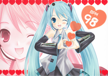 Hatsune miku - cute, hatsune miku, blue hair, heart beat