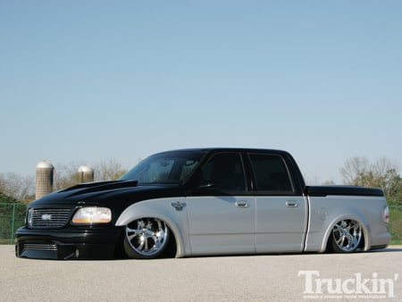 Black-Silver - lowered, ford, truck, f 150