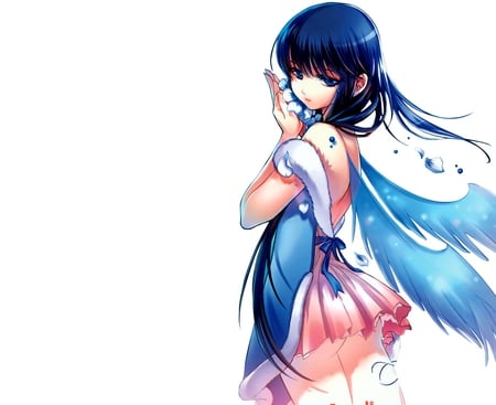 Angel - angel, long hair, jpeg artifacts, blue hair