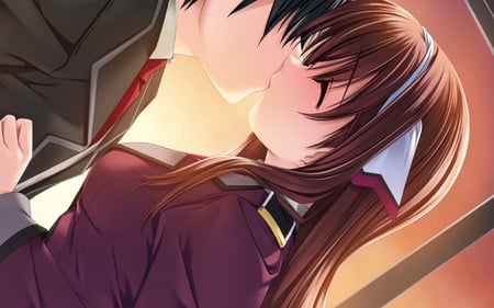 Yui kiss - yui, girl, game, cg art, wall