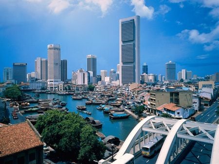 Singapore River - skyscrapers, river, city, singapore