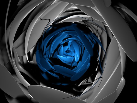 blue rose - digital art, rose, blue