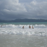 Playing in the waves is like playing in stormy love