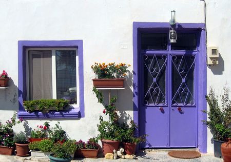 door and flowers - house