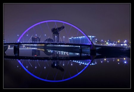 Scotland - Glasgow (The Squinty Bridge) - glasgow, night, bridge, scotland