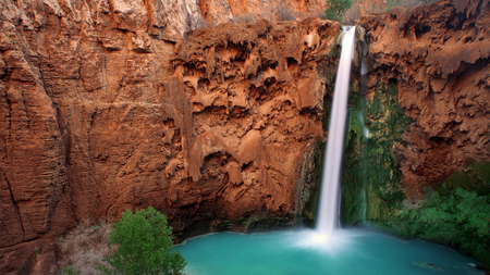 Waterfall - caribbean, water, waterfall, mountain